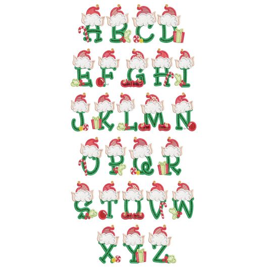 Christmas Elf Alphabet | Machine Embroidery Designs by JuJu