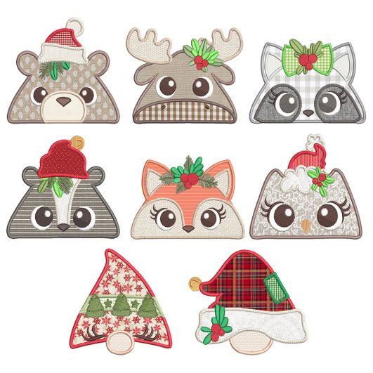 Christmas Forest Animal Toppers Machine Embroidery Designs by JuJu