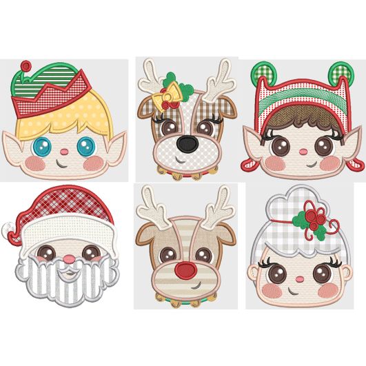 Christmas Friends Peekers Applique Machine Embroidery Designs by JuJu 