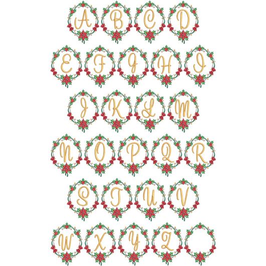 Christmas Garland Monogram | Machine Embroidery Designs by JuJu