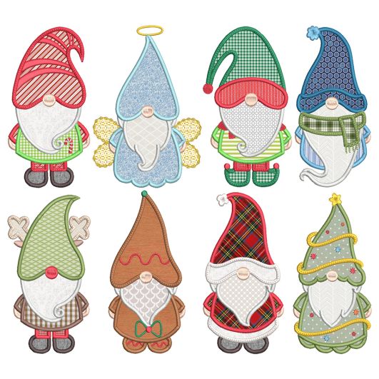 Christmas Gnomes Applique 2 Machine Embroidery Designs by JuJu 
