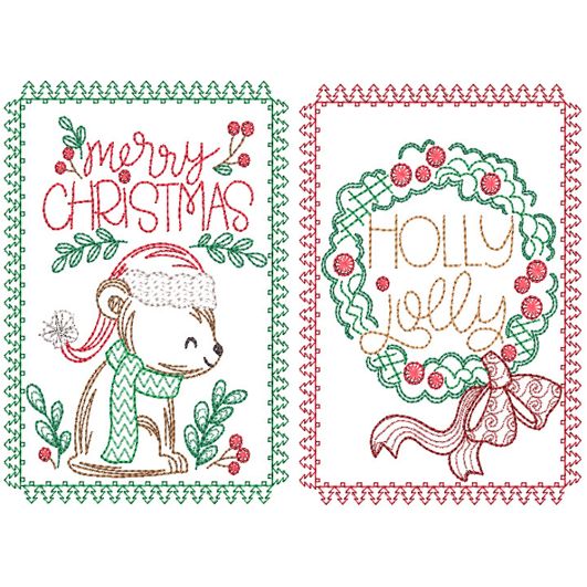 Christmas Greeting Cards 10 | Machine Embroidery Designs by JuJu