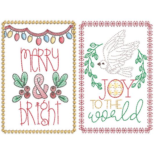 Christmas Greeting Cards 11 | Machine Embroidery Designs by JuJu