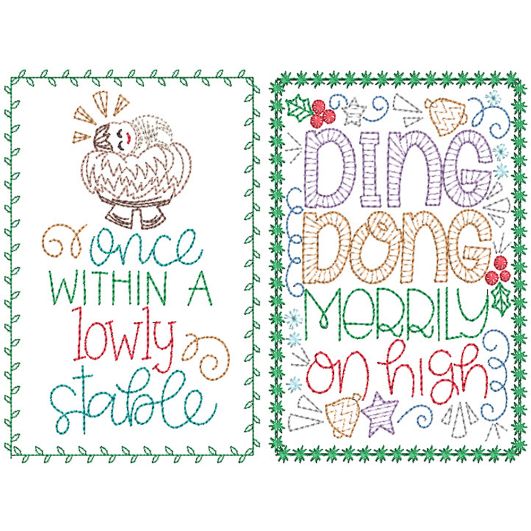 Christmas Greeting Cards 12 | Machine Embroidery Designs by JuJu