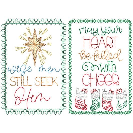 Christmas Greeting Cards 14  | Machine Embroidery Designs by JuJu