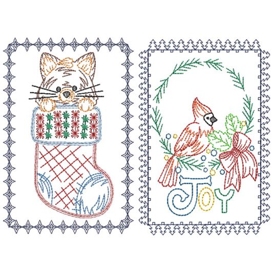 Christmas Greeting Cards 15 | Machine Embroidery Designs by JuJu