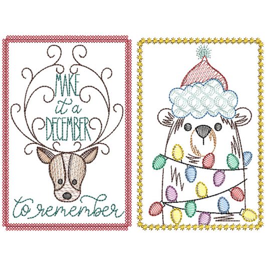 Christmas Greeting Cards 17 | Machine Embroidery Designs by JuJu