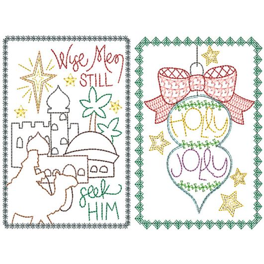 Christmas Greeting Cards 19 | Machine Embroidery Designs by JuJu