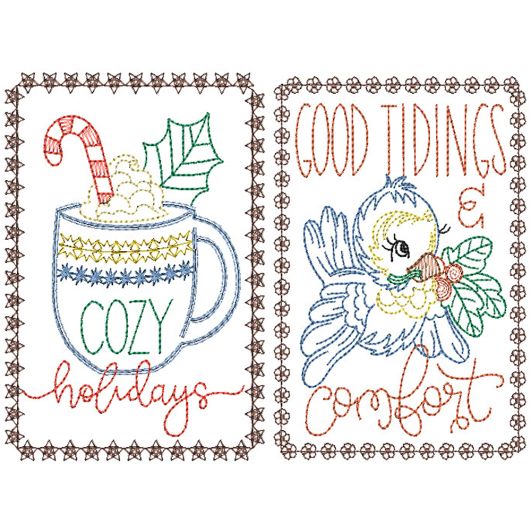 Christmas Greeting Cards 20 | Machine Embroidery Designs by JuJu