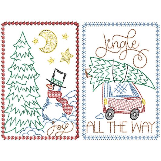 Christmas Greeting Cards 21 | Machine Embroidery Designs by JuJu