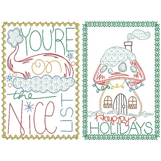 Christmas Greeting Cards 23 | Machine Embroidery Designs by JuJu