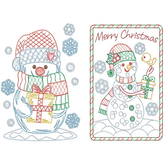Christmas Greeting Cards Set 4 Digital Embroidery Designs by JuJu
