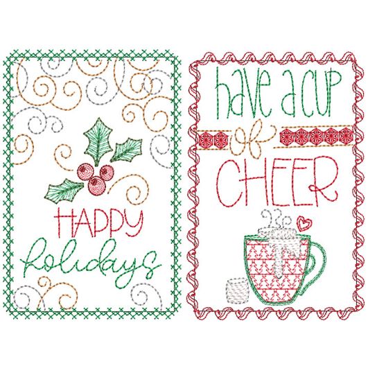 Christmas Greeting Cards 9 | Machine Embroidery Designs by JuJu