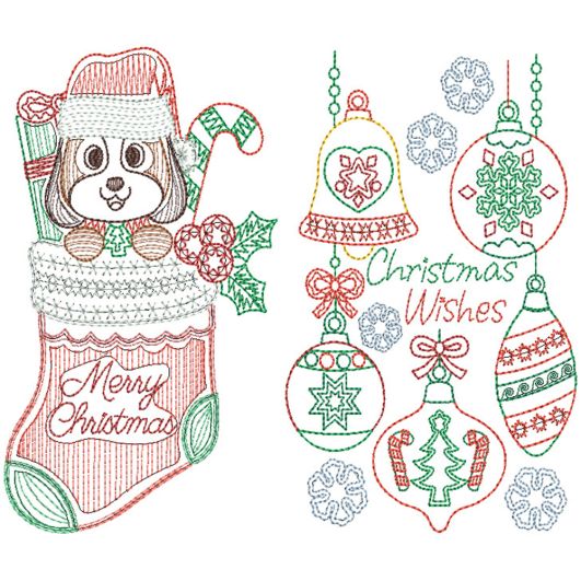 Christmas Greeting Cards Set 1 Digital Machine Embroidery Designs by JuJu