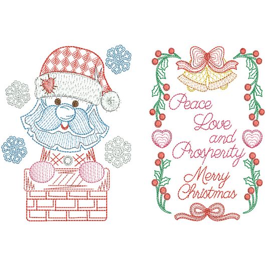Christmas Greeting Cards Set 5 Digital Embroidery Designs by JuJu 