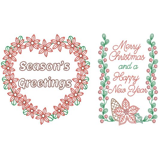 Christmas Greeting Cards Set 8 Digital Embroidery Designs by JuJu