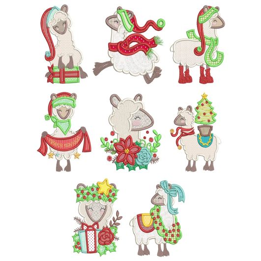 Christmas Llamas Machine Embroidery Designs by JuJu
