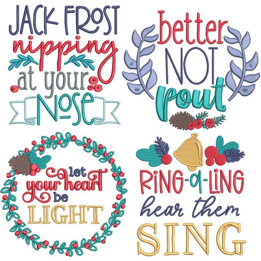 Christmas Lyrics 2 | Machine Embroidery Designs by JuJu