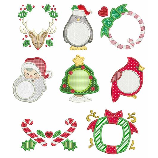 Christmas Monogram Frames 2 Machine Embroidery Designs by JuJu