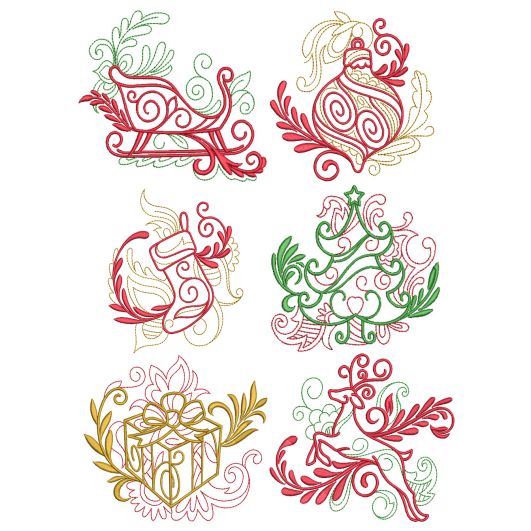 Elegant Christmas Motifs 1 Machine Embroidery Designs by JuJu
