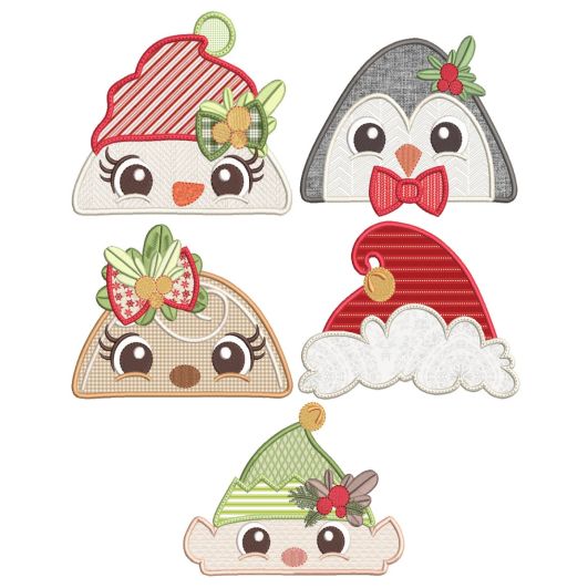 Christmas Peeker Toppers 2 Machine Embroidery Designs by JuJu
