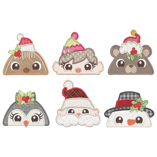Christmas Peeker Toppers 3 Machine Embroidery Designs by JuJu
