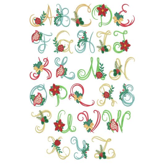 Christmas Script Alphabet | Machine Embroidery Designs by JuJu