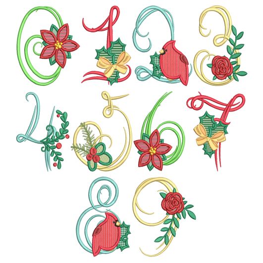 Christmas Script Numbers Machine Embroidery Designs by JuJu
