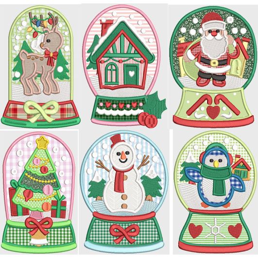 Christmas Snow Globes Digital Embroidery Designs by JuJu
