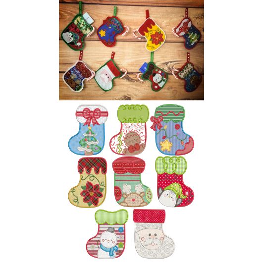 Sweet Christmas Stockings Applique Machine Embroidery Designs By JuJu