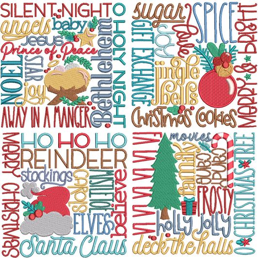 Christmas Subway Art | Machine Embroidery Designs by JuJu
