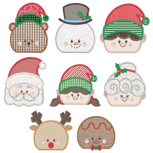 Christmas Peeker Toppers 1 Machine Embroidery Designs by JuJu
