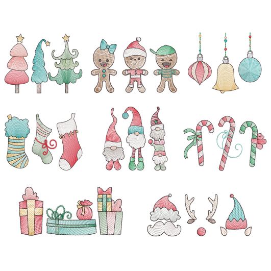 Christmas Trios Machine Embroidery Designs by JuJu