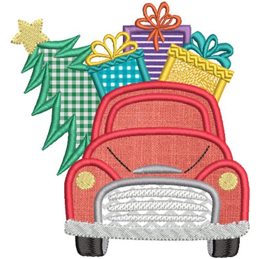 Christmas Truck Gifts Applique | Machine Embroidery Designs by JuJu