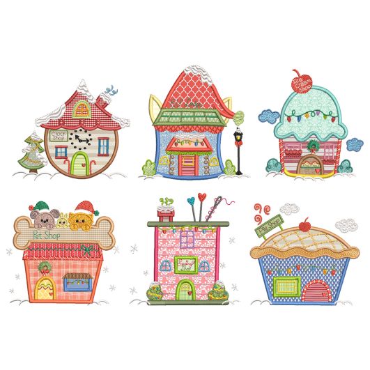 Christmas Village 3 Machine Embroidery Designs by JuJu