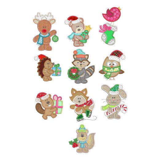 Christmas Woodland Applique Machine Embroidery Designs By JuJu