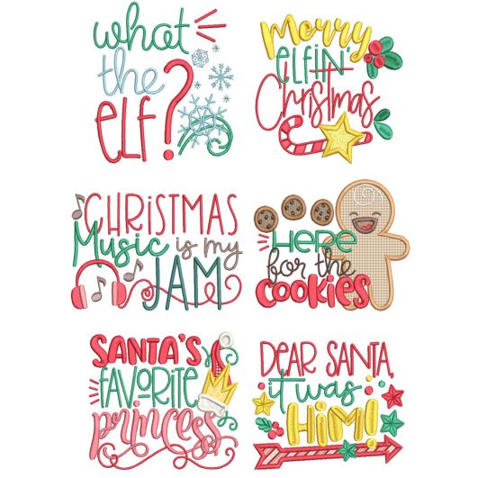 Christmas Word Art 10 Machine Embroidery Designs by JuJu

