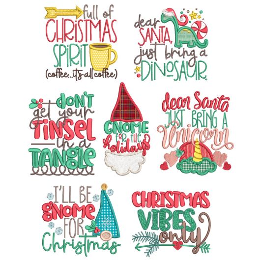 Christmas Word Art 8 Machine Embroidery Designs by JuJu

