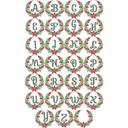 Christmas Wreath Monogram Machine Embroidery Designs By JuJu