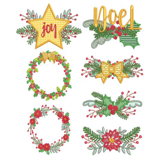 Christmas Wreaths Laurels Machine Embroidery Designs By JuJu