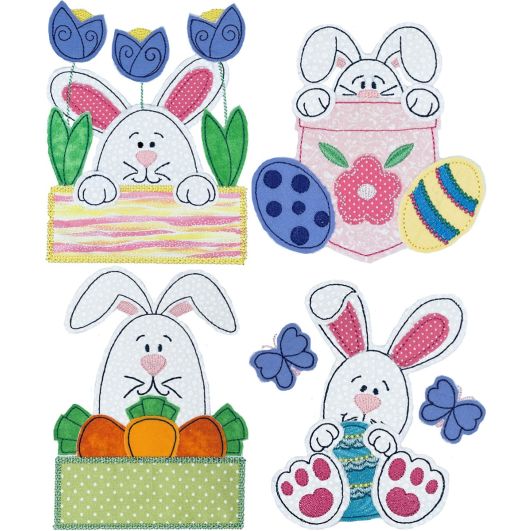 Chunky Easter Bunnies 1 Bean Embroidery Set | Machine Embroidery Designs by JuJu