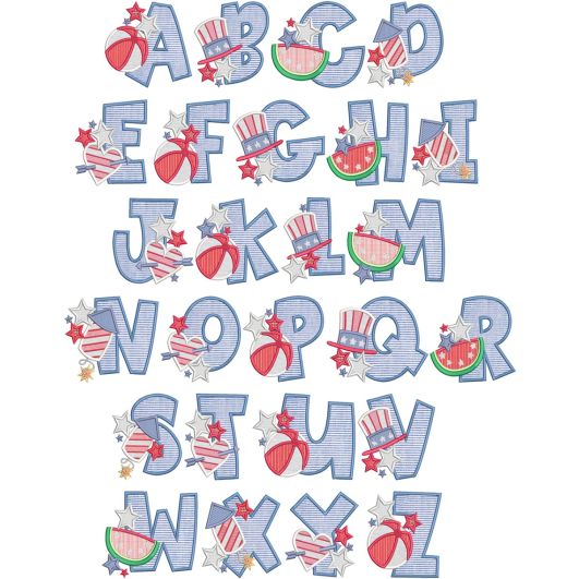 Chunky Patriotic Alphabet | Machine Embroidery Designs by JuJu
