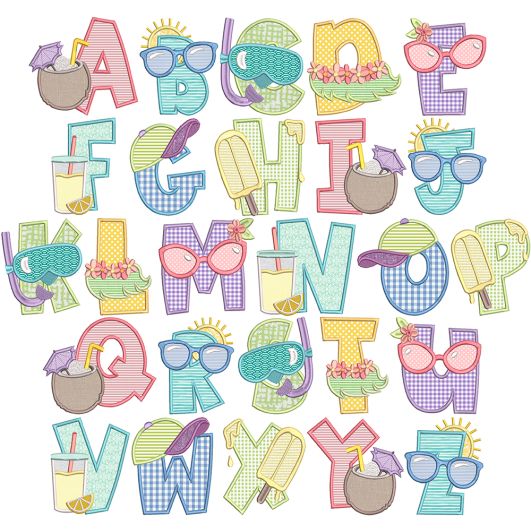 Chunky Summer Alphabet | Machine Embroidery Designs by JuJu
