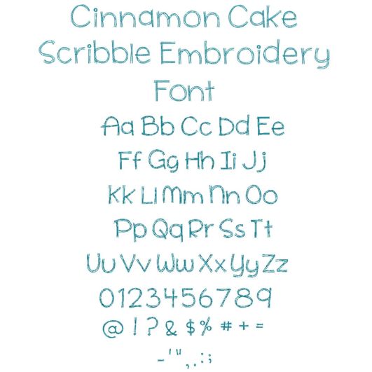 Cinnamon Cake Scribble Embroidery Font | Machine Embroidery Designs by JuJu