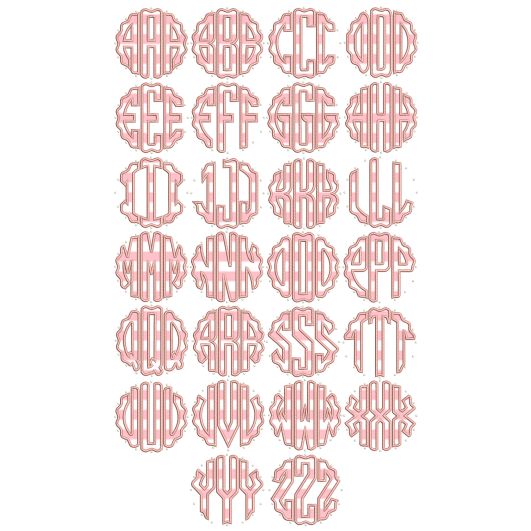 Circle Scallop Monogram Applique  Machine Embroidery Designs By JuJu