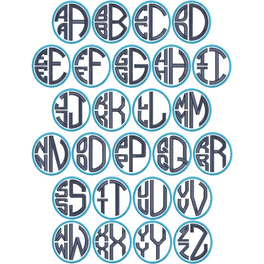 Circular Stacked Monogram | Machine Embroidery Designs by JuJu