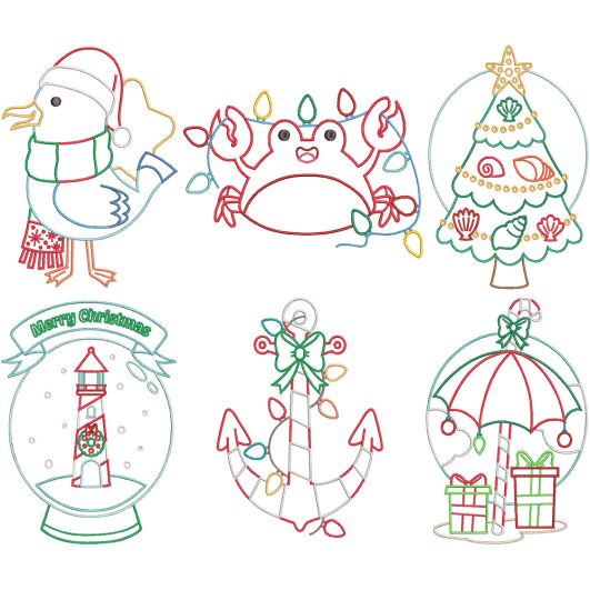 Coastal Christmas Digital Machine Embroidery Designs by JuJu
