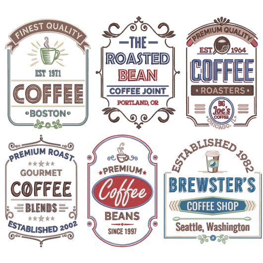 Coffee Shop 1 Machine Embroidery Designs by JuJu