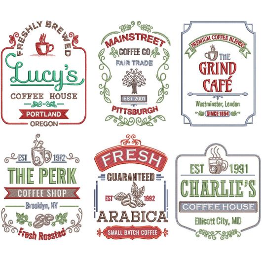 Coffee Shop 2 Machine Embroidery Designs by JuJu