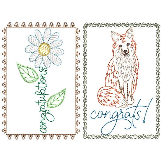 Congratulation Greeting Cards | Machine Embroidery Designs by JuJu
